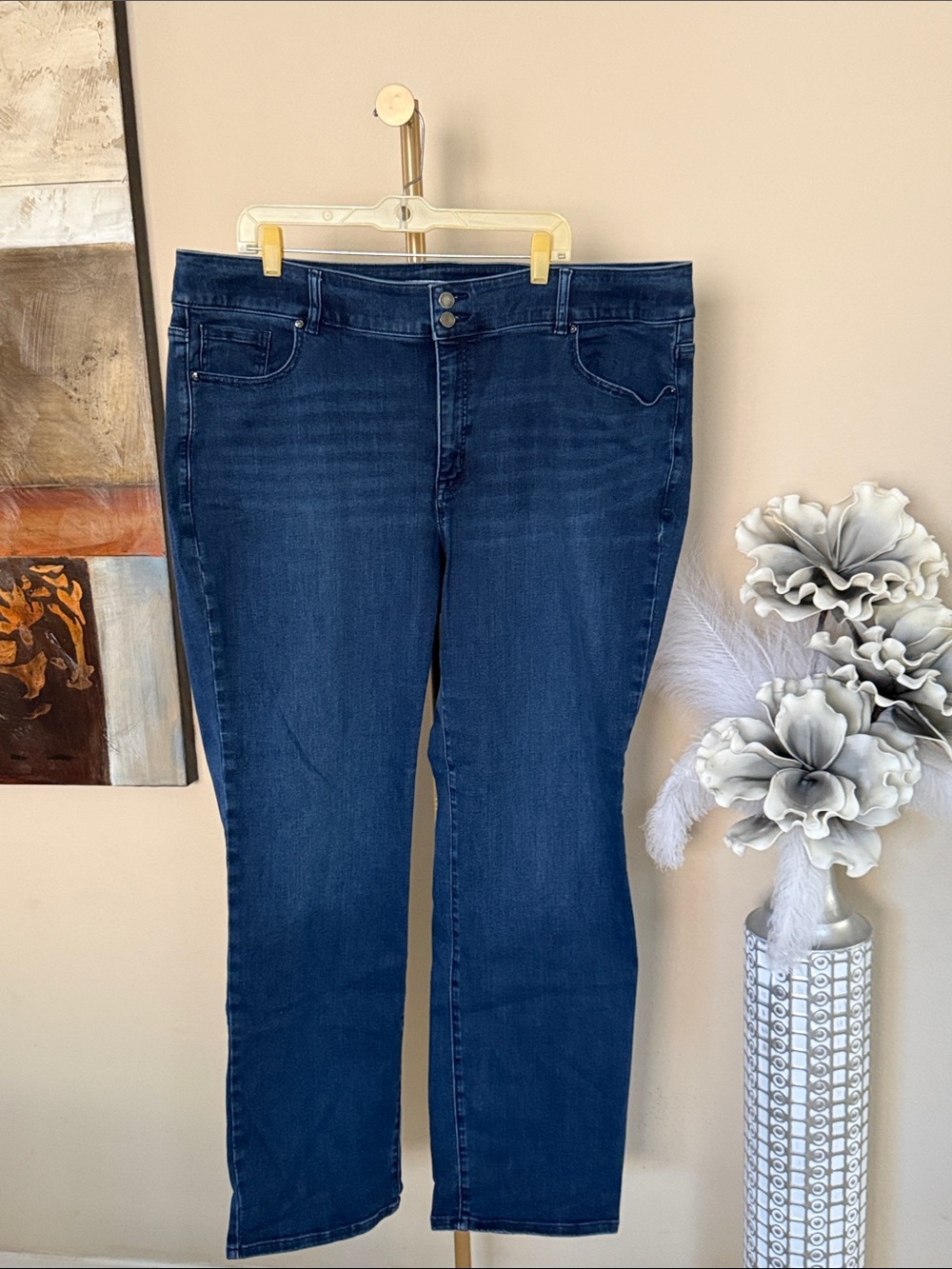 Lane Bryant Dark Blue Straight-Leg Jeans